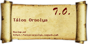 Tálos Orsolya névjegykártya